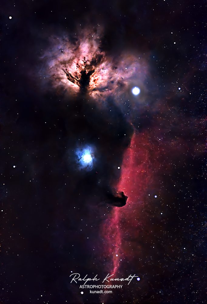 IC434 Horsehead Nebula and NGC2024 Flame Nebula