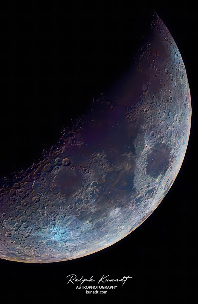 Moon on 5 March 2025 processed in mineral colours