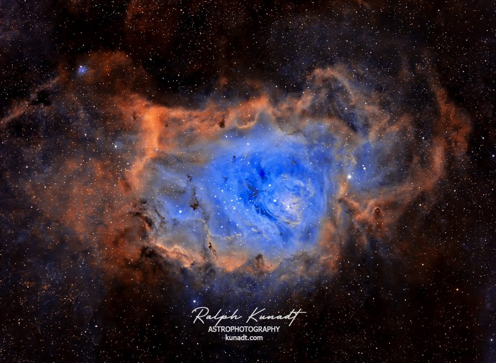 M8 Lagoon Nebula in Hubble colours